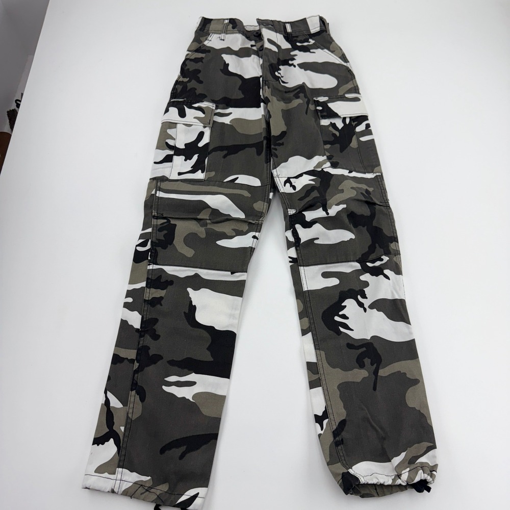 Urban Camo Cargo Pants Grey White Black High Waisted / BDU/ Y2K/Baggy XS Regular